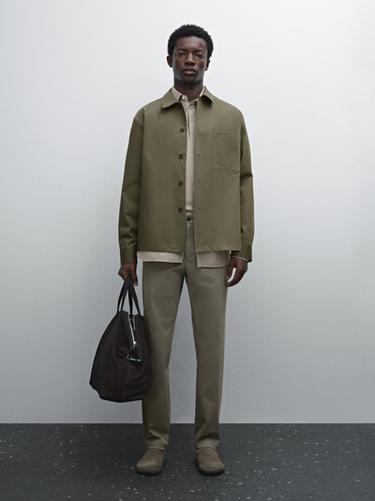 Pantalón slim fit confort mezcla algodón - Verde de Zara - Imagen 0