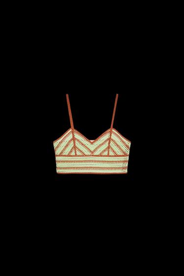 Zara CROCHET CROP TOP - Light green - Image 0