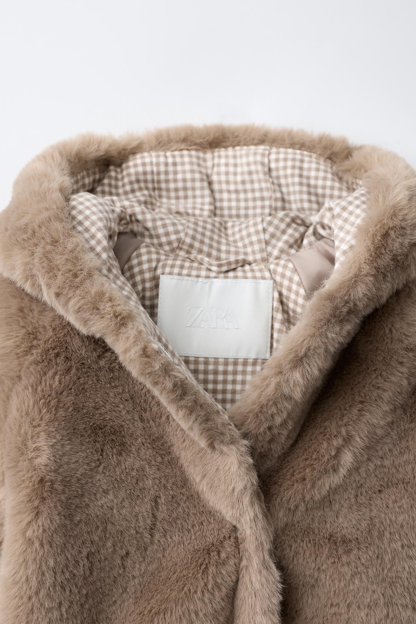 Детское худи Zara Faux-Fur Ear, цвет: Норковый — фото 3