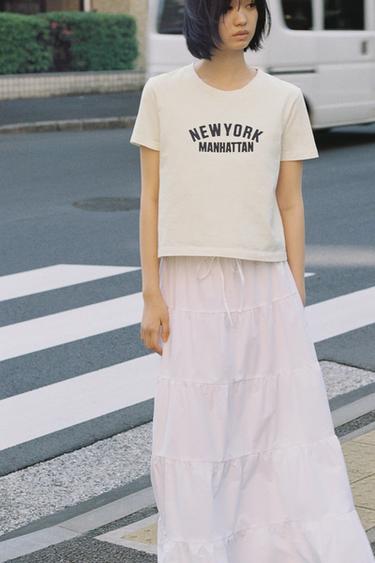 PANELLED LONG SKIRT - Oyster-white by Zara