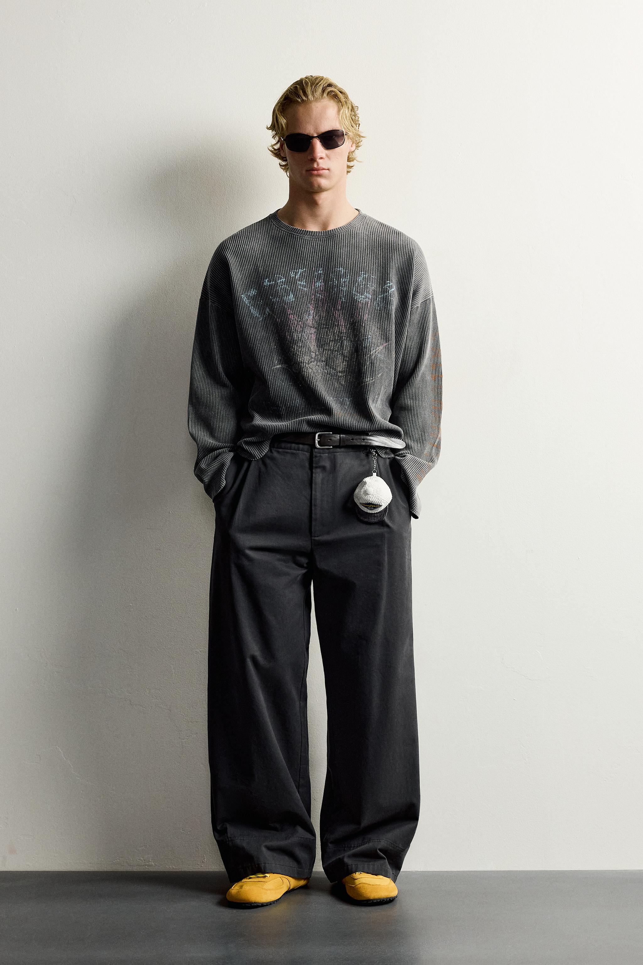 PRINTED WASHED KNIT T-SHIRT