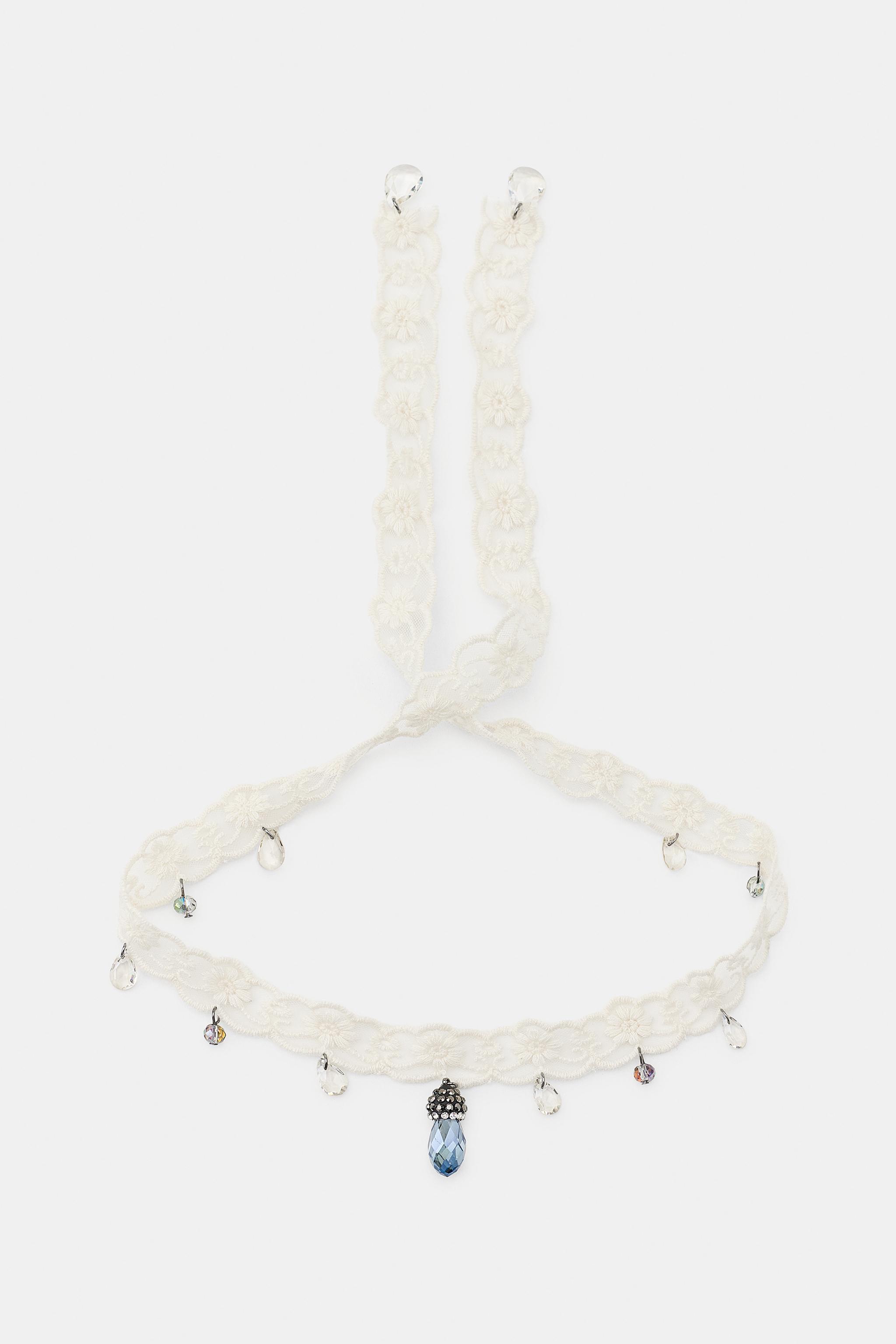 Женские аксессуары Zara FABRIC JEWELED CHOKER — фото 4