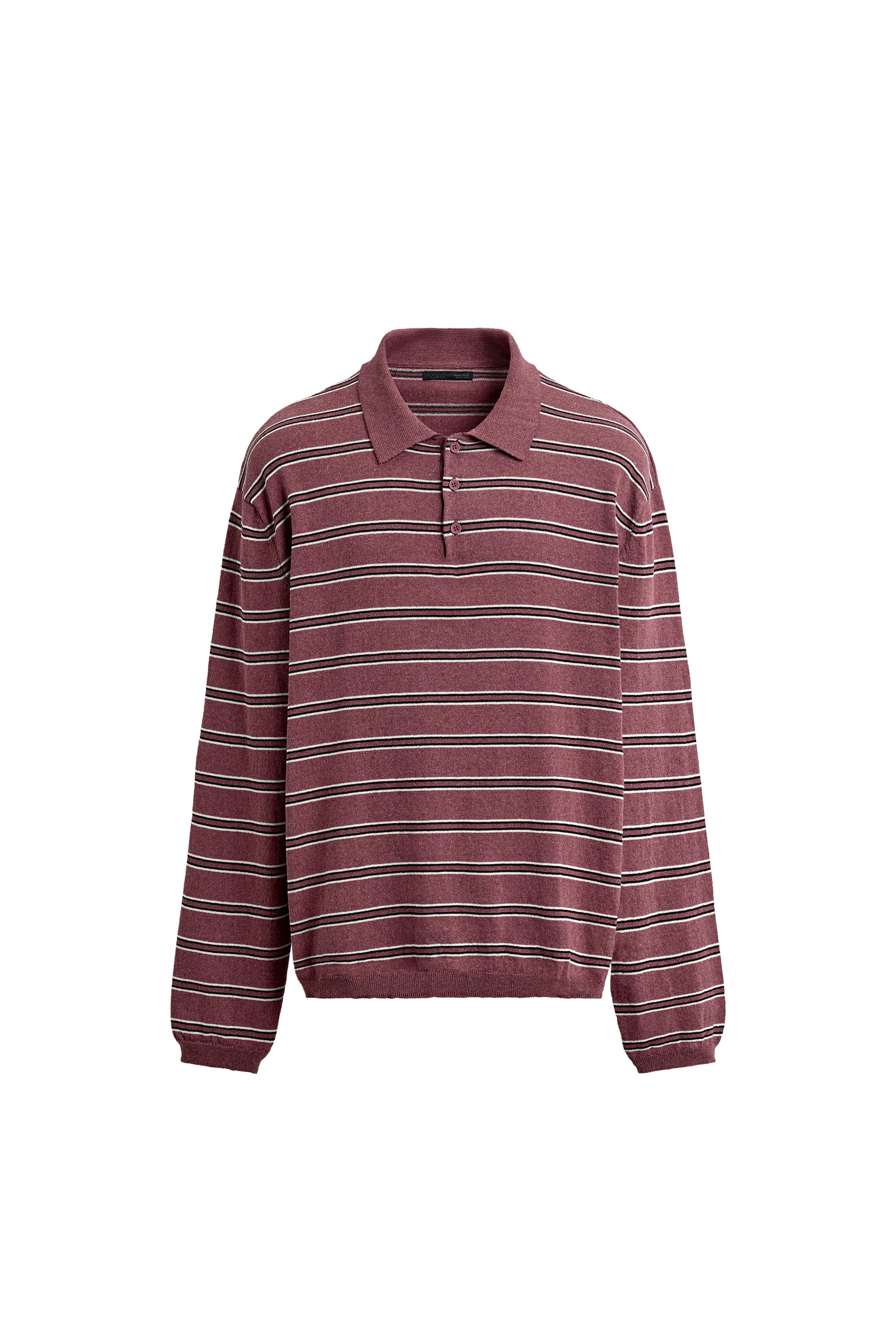 STRIPED KNIT RUGBY POLO SHIRT
