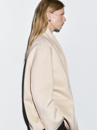 Zara Wool blend high neck coat - Ecru