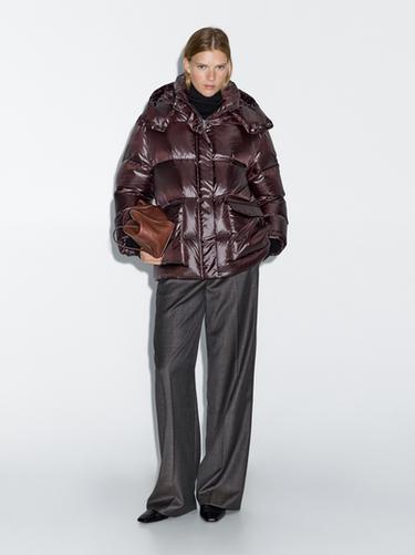 Zara Short water-repellent puffer jacket with hood - white - Image 0