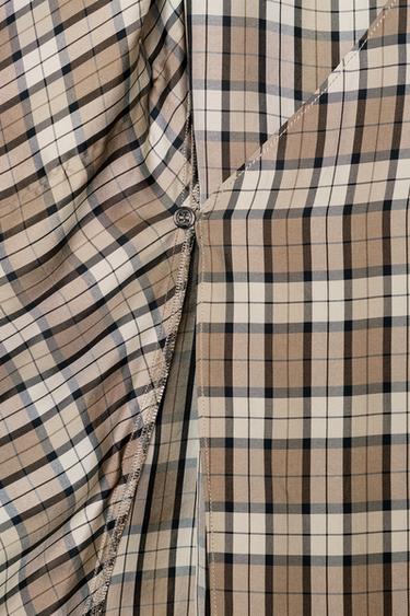 ZW COLLECTION LIMITED EDITION DRAPED CHECK SHIRT - Beige by Zara - Image 4