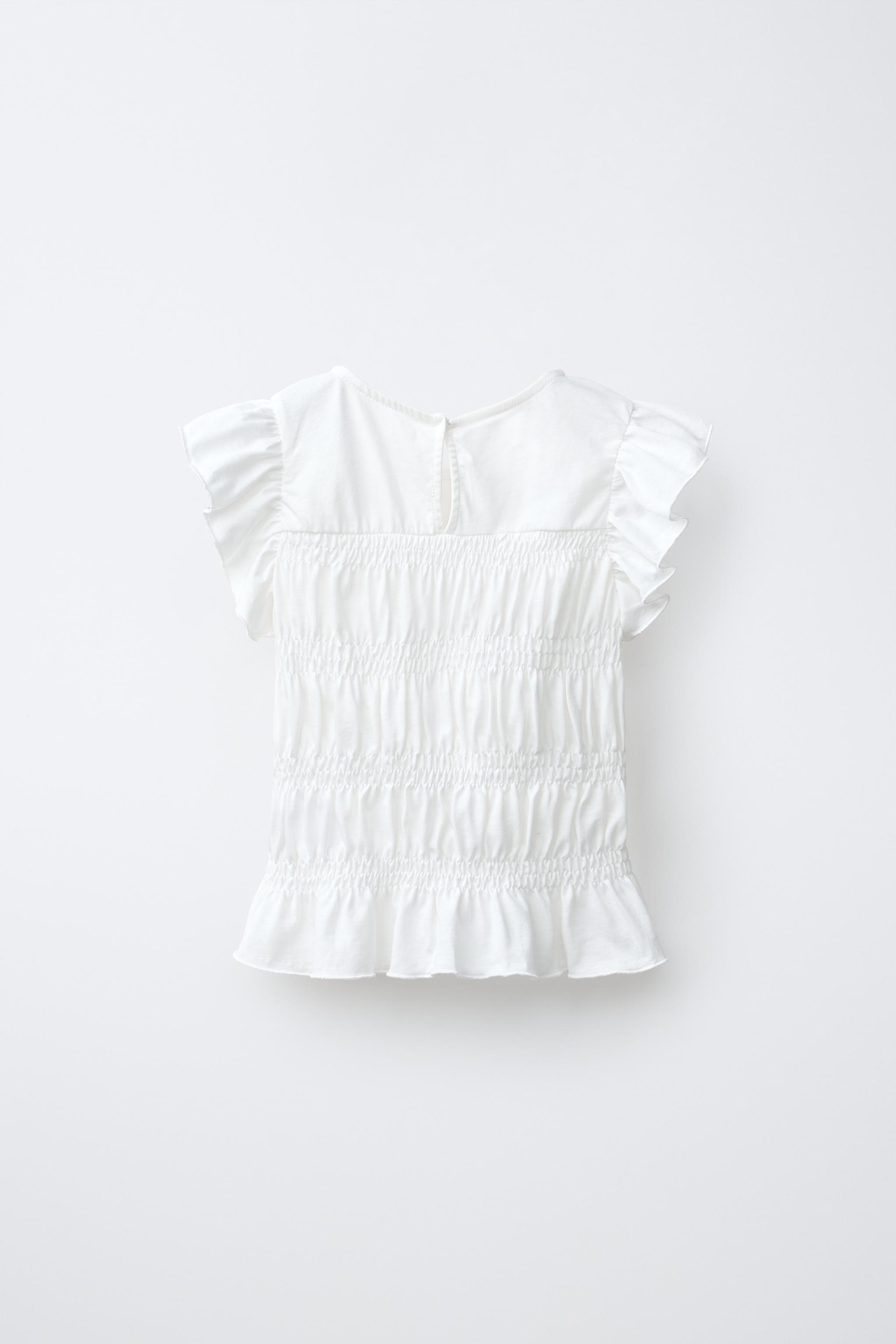 RUFFLE DETAIL T-SHIRT — White