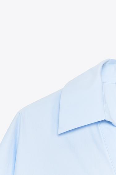 CHEMISE EN POPELINE À MANCHES LARGES - Bleu clair de Zara - Image 8