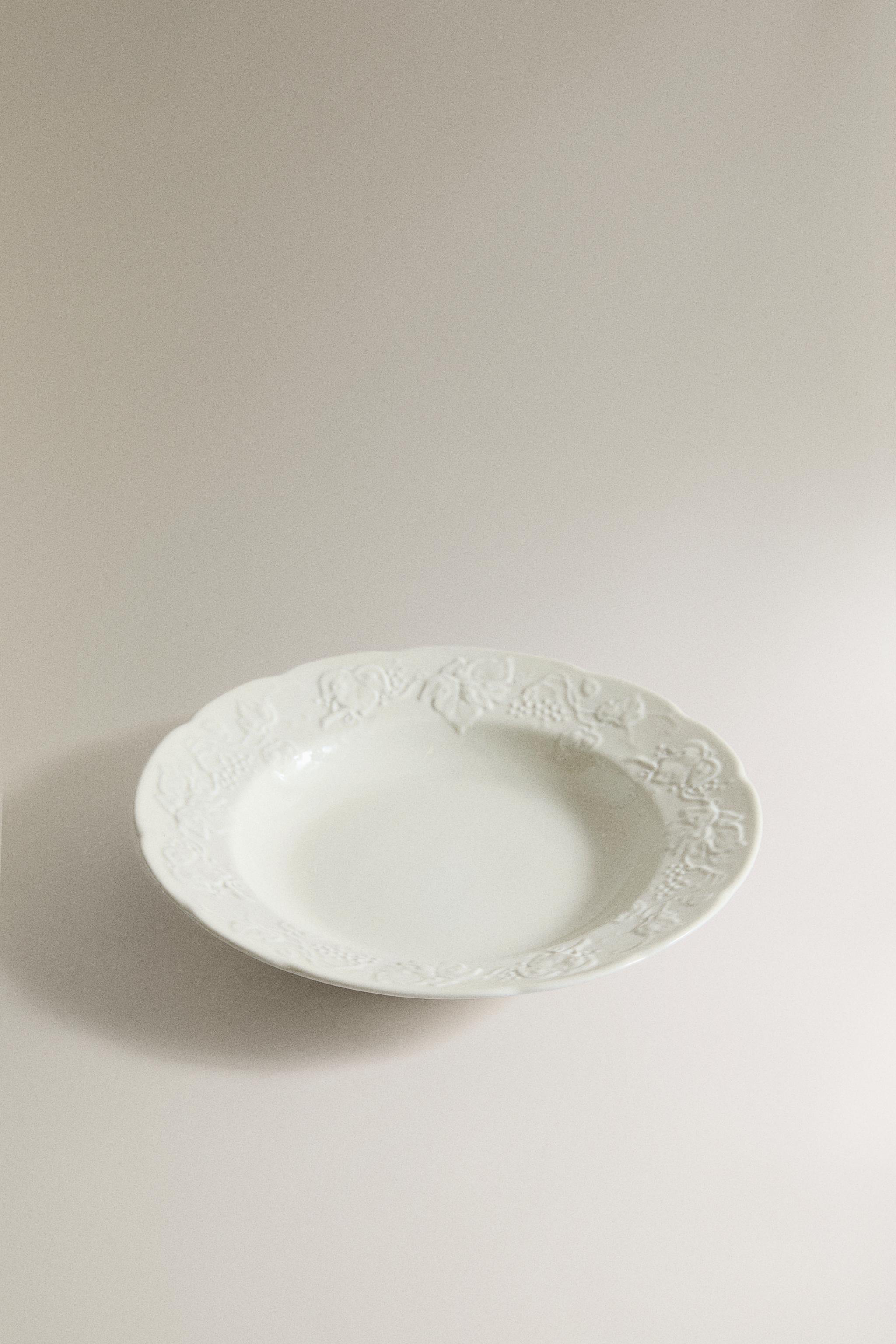 GRAPE PORCELAIN SOUP PLATE — Cream