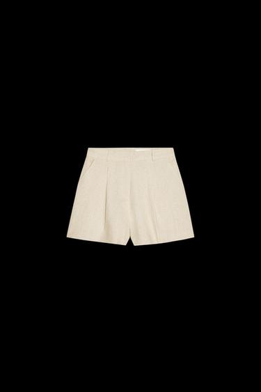 BERMUDA TIRO ALTO CON LINO - Beige claro de Zara - Imagen 0