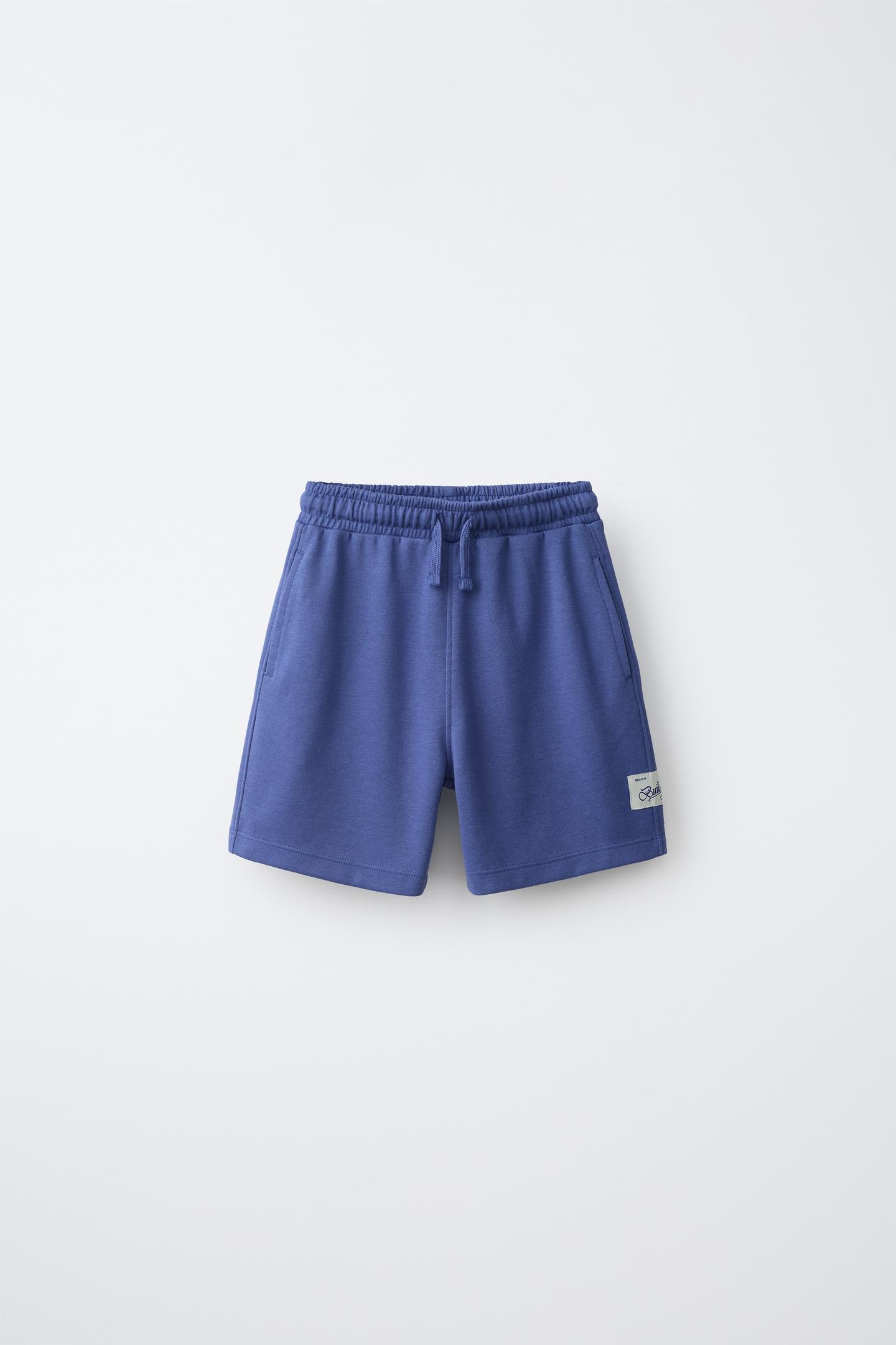 Детский комплект Zara Interlock Text T-SHIRT and Shorts Set, цвет: Голубоватый — фото 4