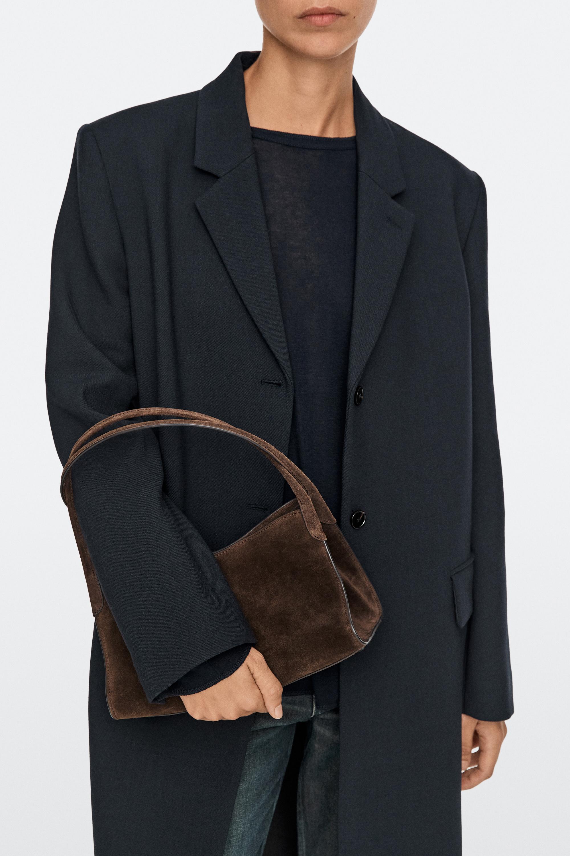 Mini split suede leather satchel