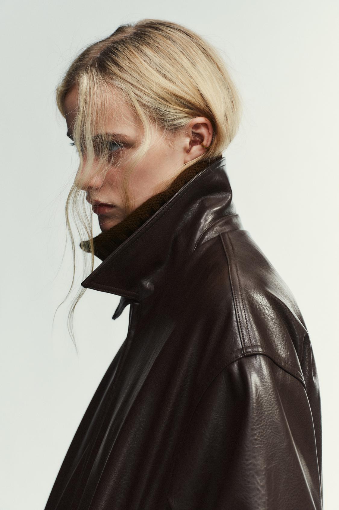 FAUX LEATHER BOMBER JACKET