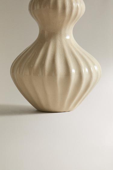 SMALL ENAMELLED STRIPED CERAMIC VASE - Cream by Zara - Image 2