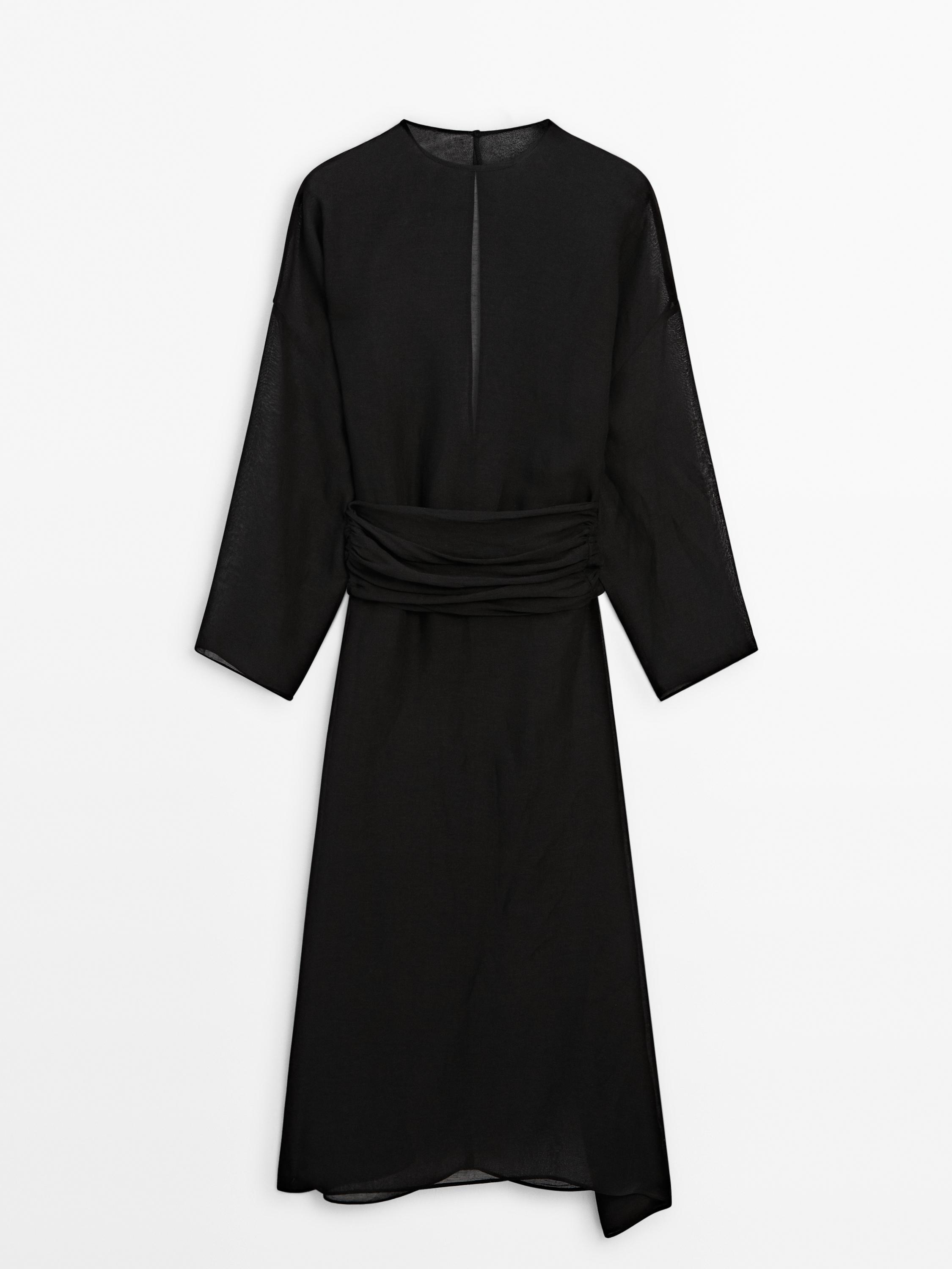 Dress with sash belt detail - Limited Edition - Black | ZARA Canada