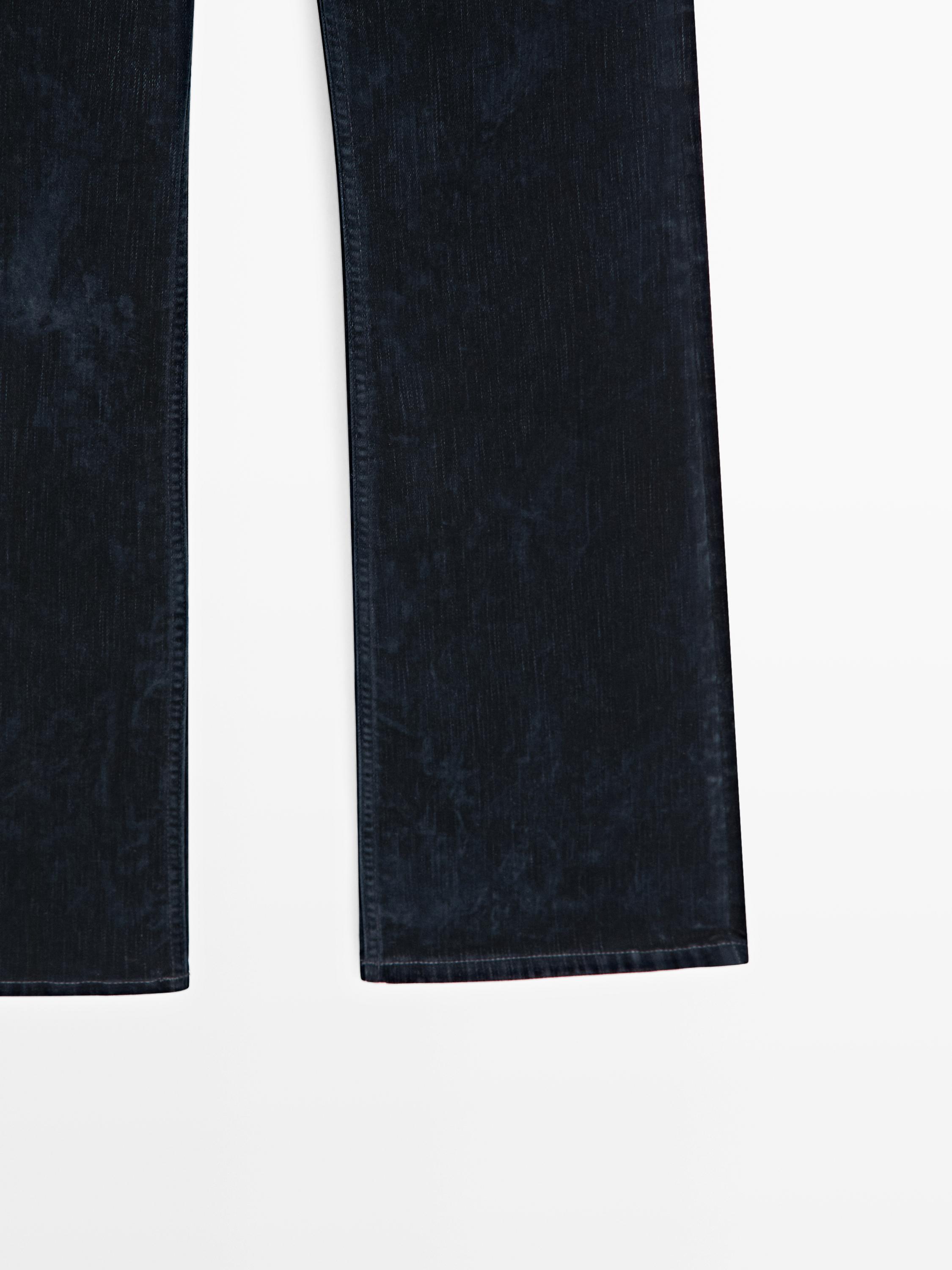 High-waist boot-cut flocked jeans