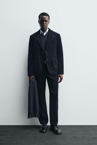 CORDUROY SUIT TROUSERS - Navy blue by Zara