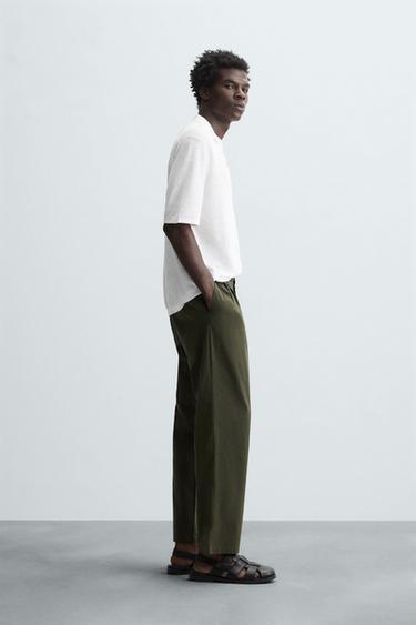 LIGHTWEIGHT RELAXED FIT TROUSERS - Green by Zara - Image 3