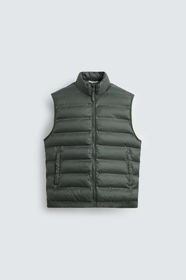 WATER-REPELLENT LIGHTWEIGHT PUFFER GILET - Green by Zara