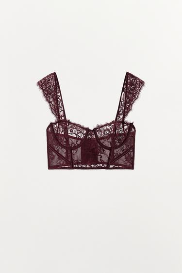 LACE UNDERWIRED BRA - Brown by Zara