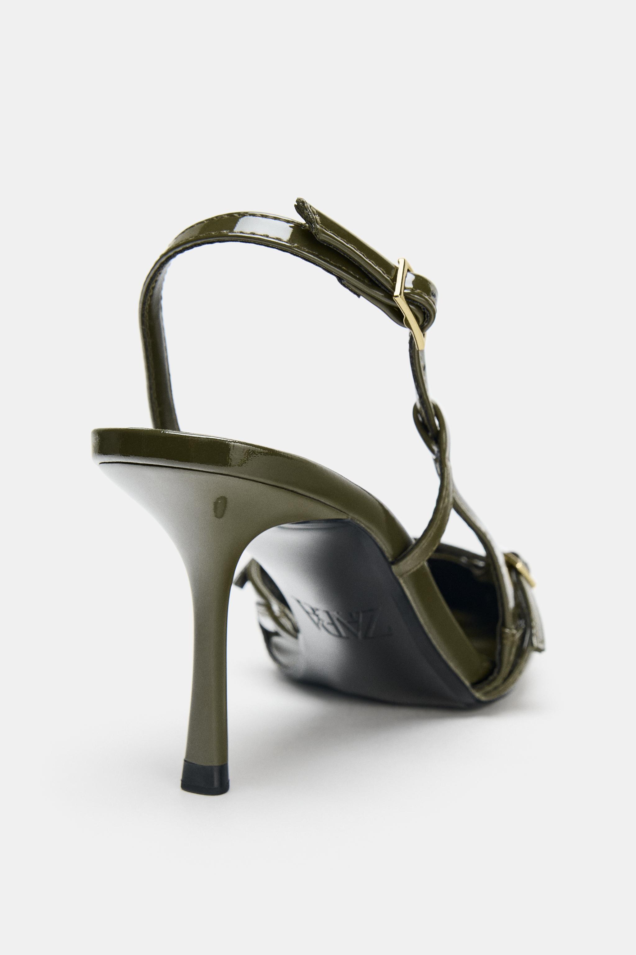 BUCKLED STRAP HEELED SHOES - Dark Khaki Green | ZARA United BUCKLED STRAP HEELED SHOES - Dark Khaki Green | ZARA United