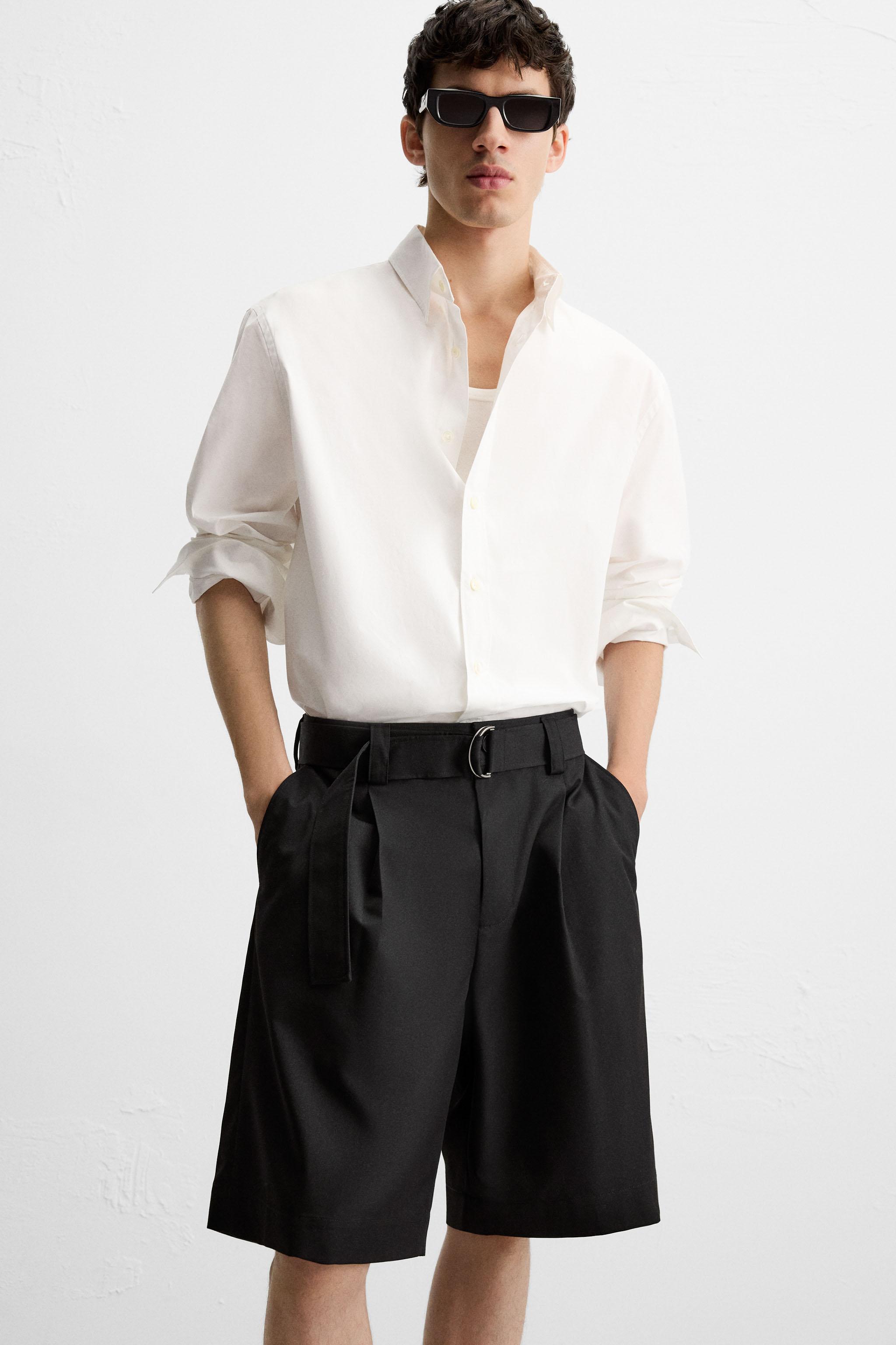 BELTED WIDE FIT BERMUDA SHORTS