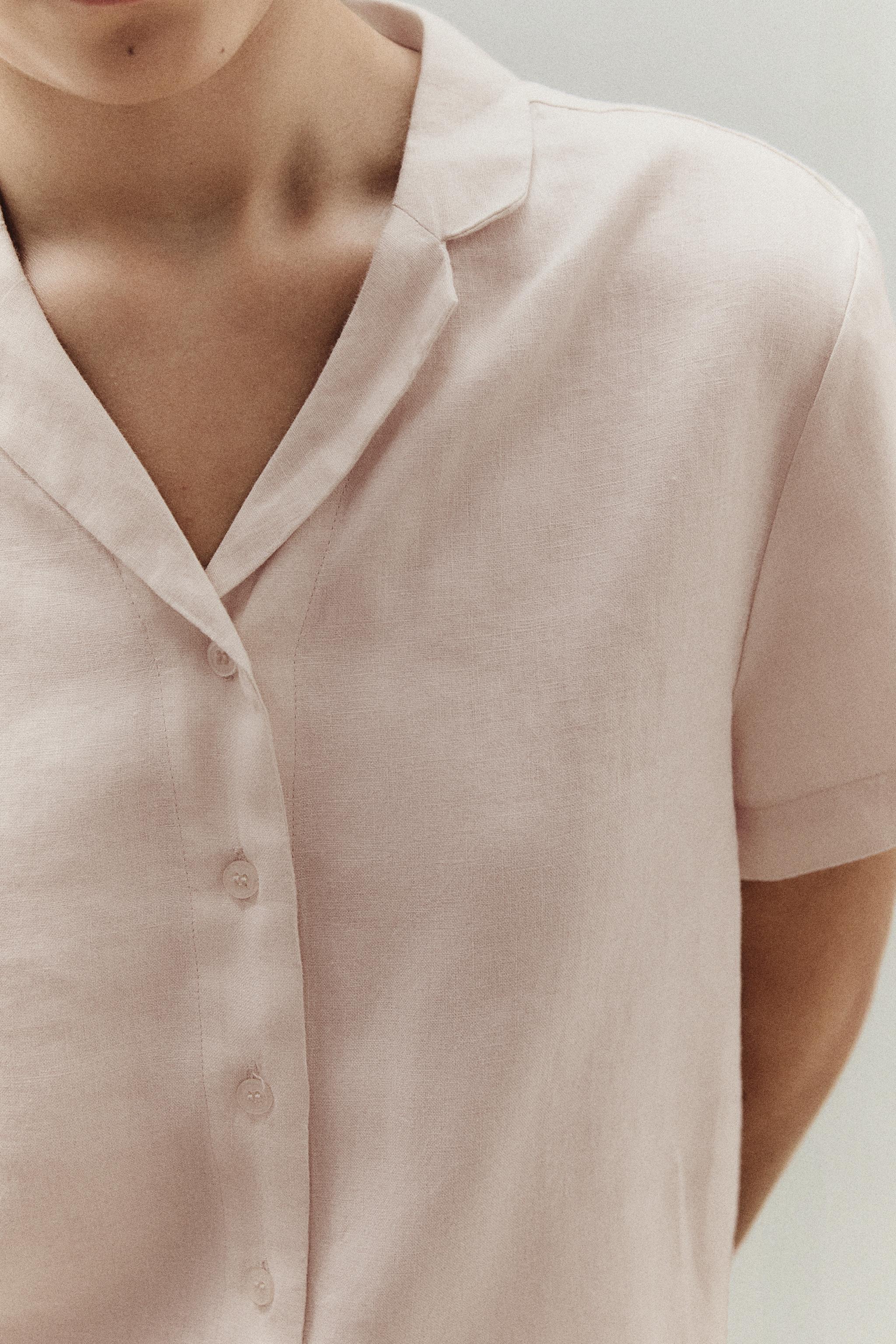 CHEMISE LIN MANCHES COURTES