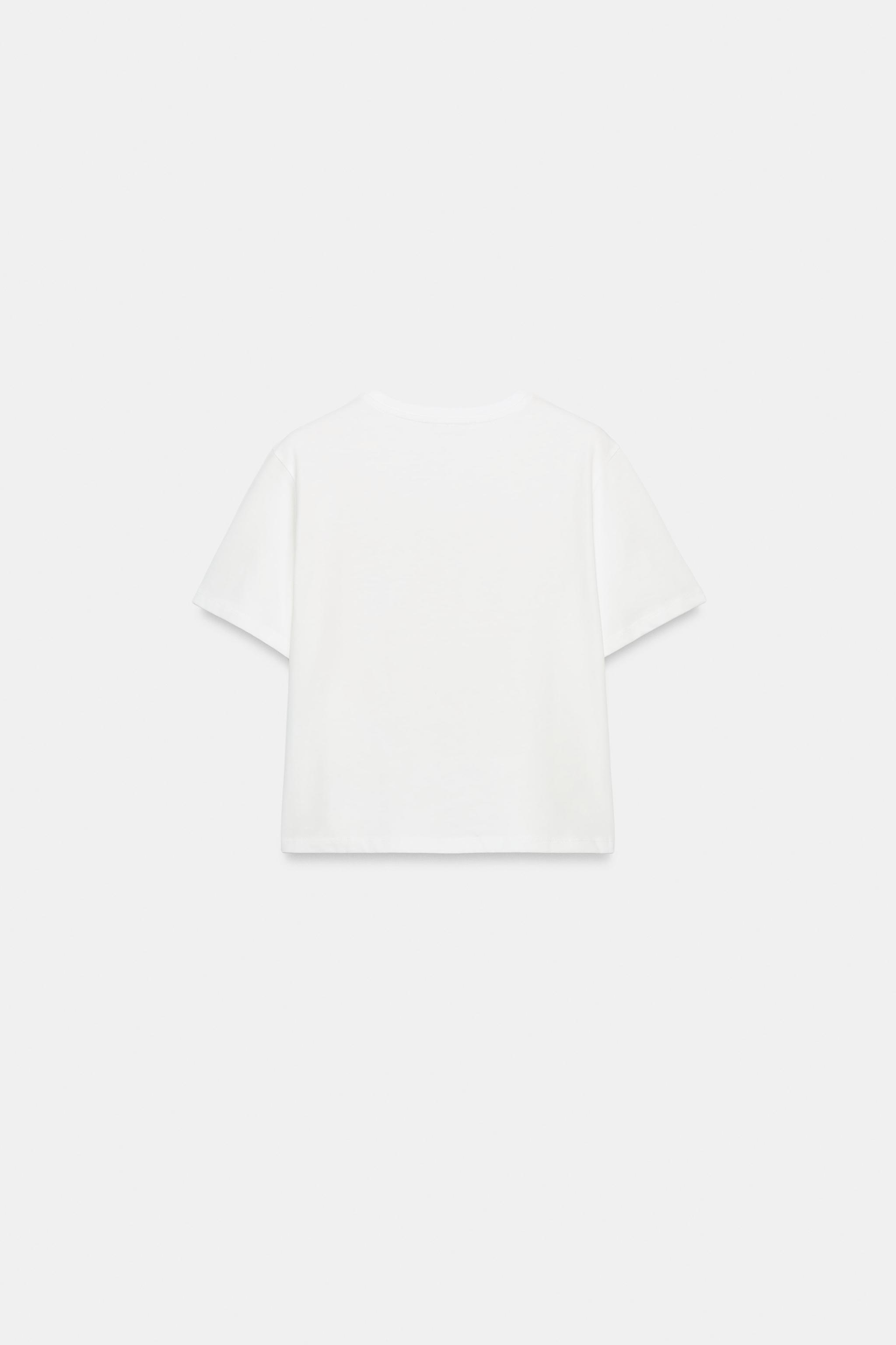 Женские футболки Zara EMBOSSED FLOWER T-SHIRT — фото 7