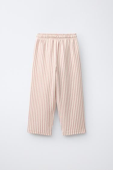 RELAXED FIT STRIPED TROUSERS - brown/white by Zara - Image 1