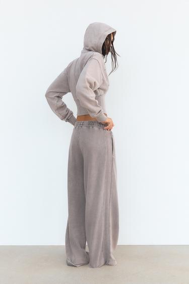 Zara WASHED EFFECT JOGGER PANTS - Anthracite grey