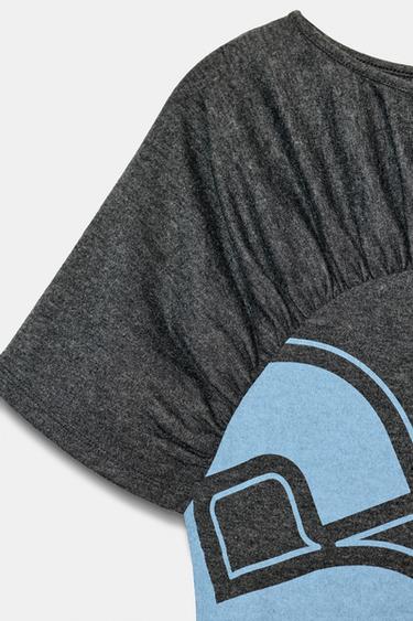 GATHERED NUMBER T-SHIRT - Grey by Zara - Image 6