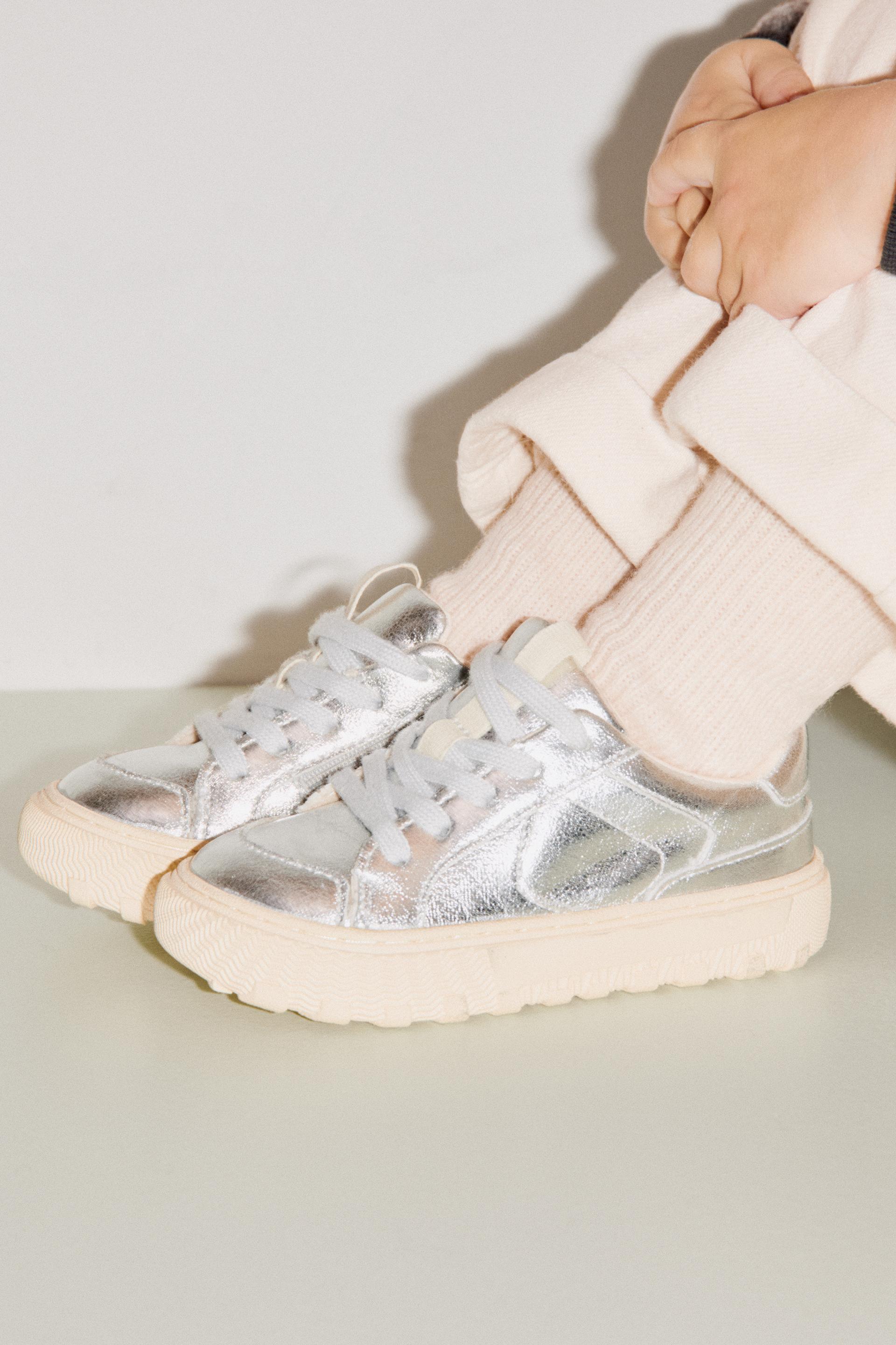 zara silver platform sneakers