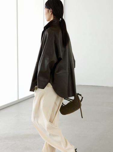 Parka capa bolsillos piel napa - Marrón de Zara