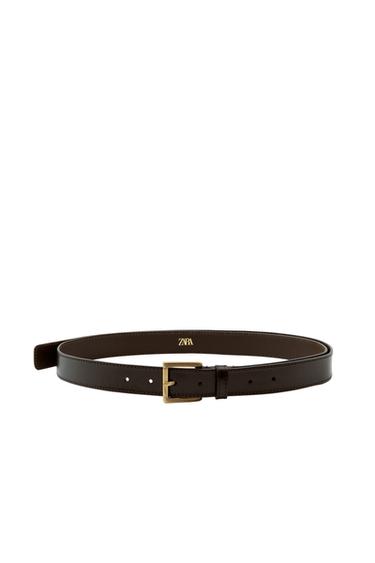 EXTRA LONG 100% LEATHER BELT - Brown by Zara
