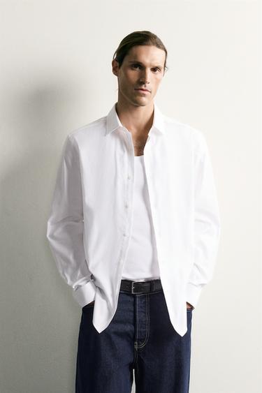 Zara TEXTURED SLIM FIT SHIRT - White