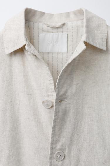 VESTE AVEC LIN ET COTON - Écru de Zara - Image 2