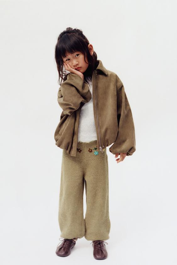 EMBROIDERED KNIT SAROUEL TROUSERS - Light khaki by Zara - Image 0