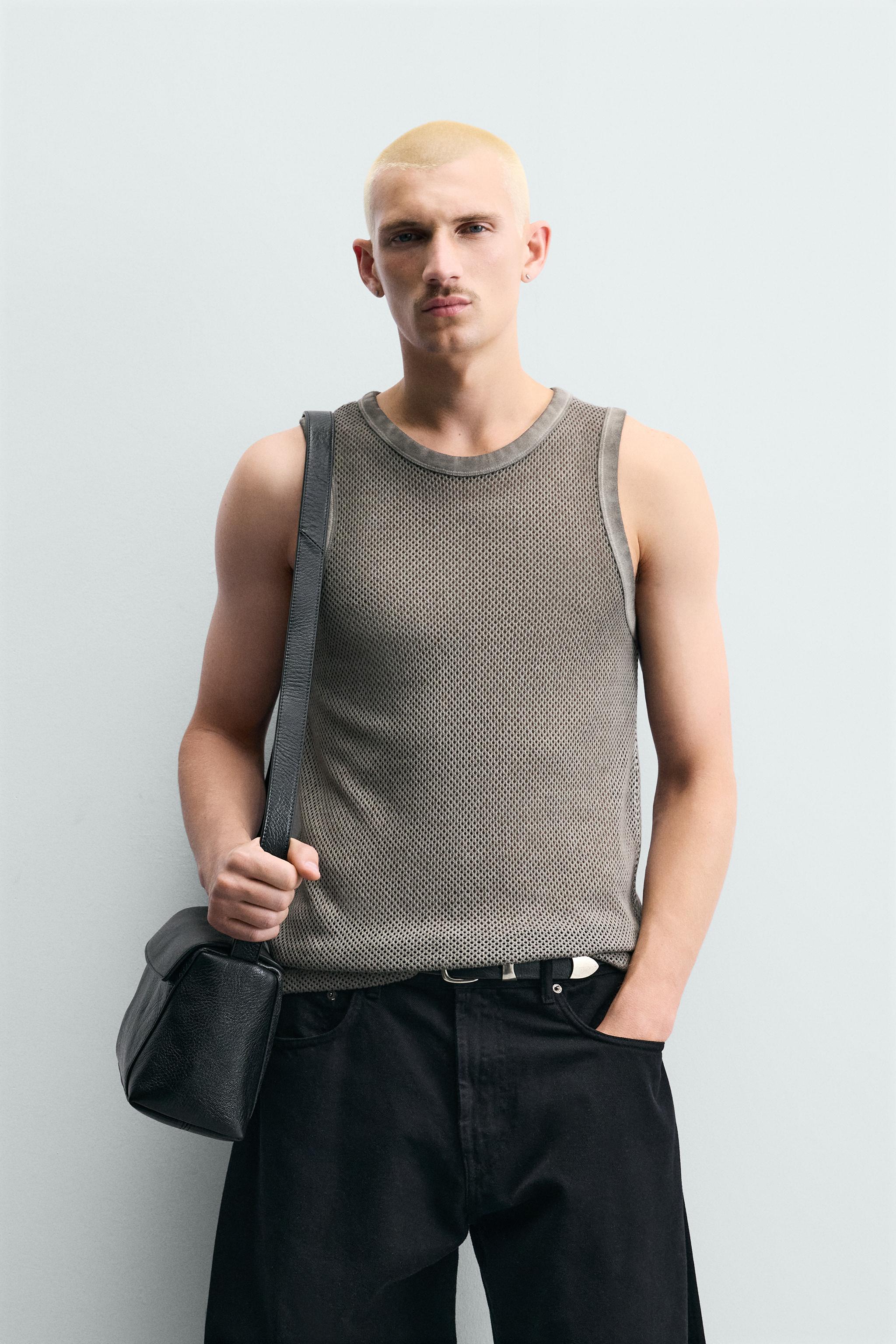 TEXTURED OPEN-KNIT TANK TOP - camel | ZARA Singapore