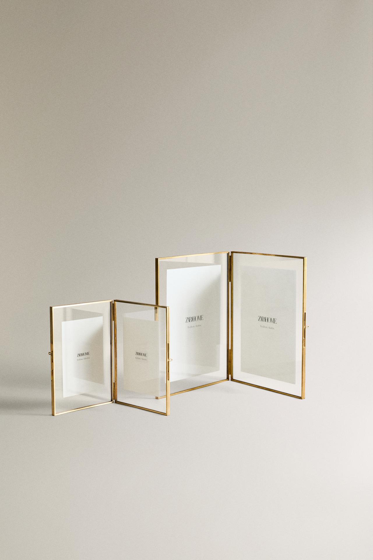 GOLDEN DOUBLE PICTURE FRAME — Transparent