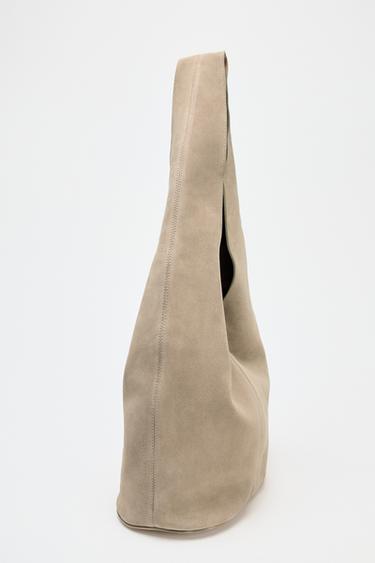SPLIT SUEDE SHOULDER BAG - Taupe Grey by Zara - Image 3