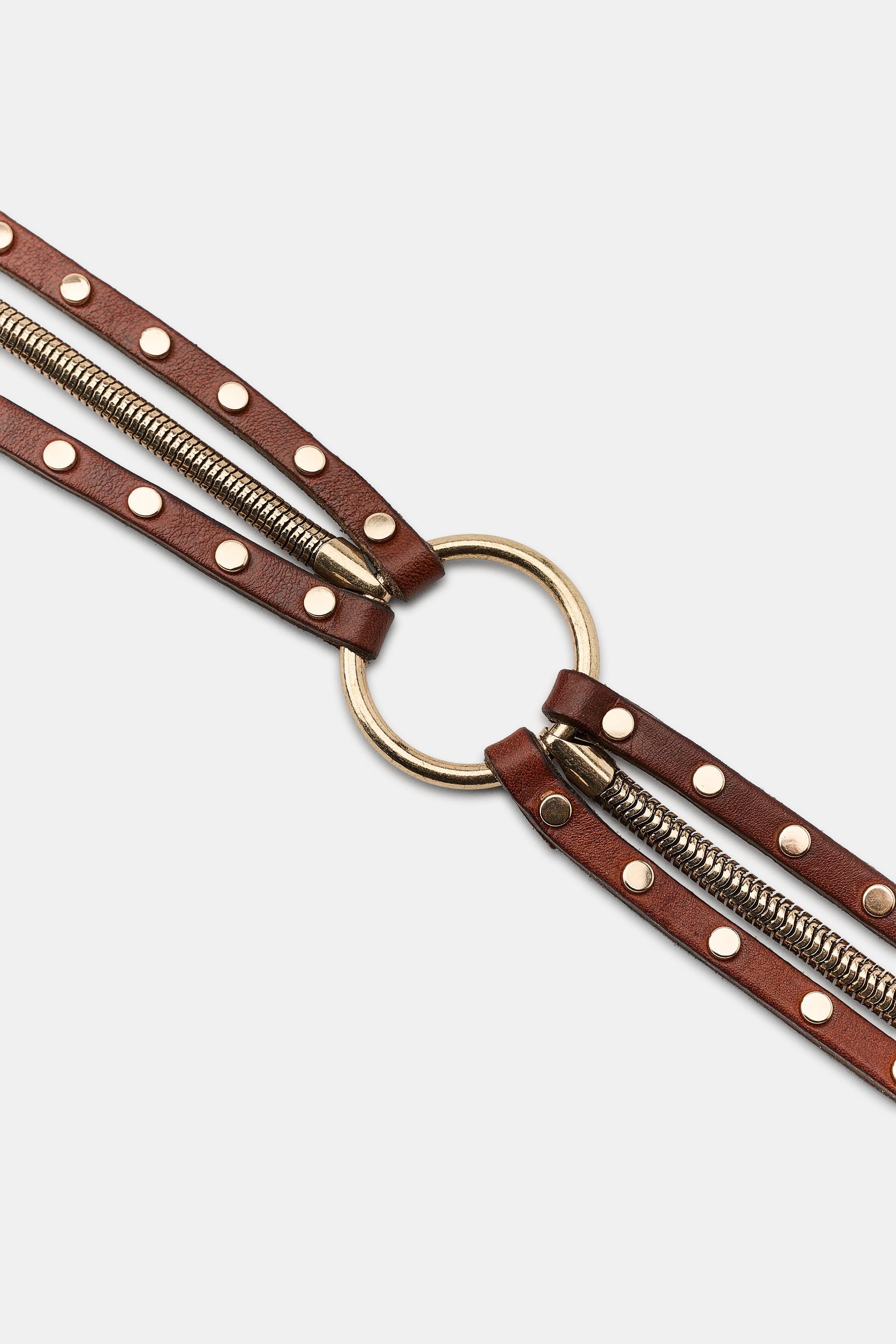 100% LEATHER COMBINATION STUDDED BELT