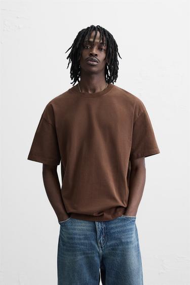 BASIC HEAVY WEIGHT T-SHIRT - Brown by Zara