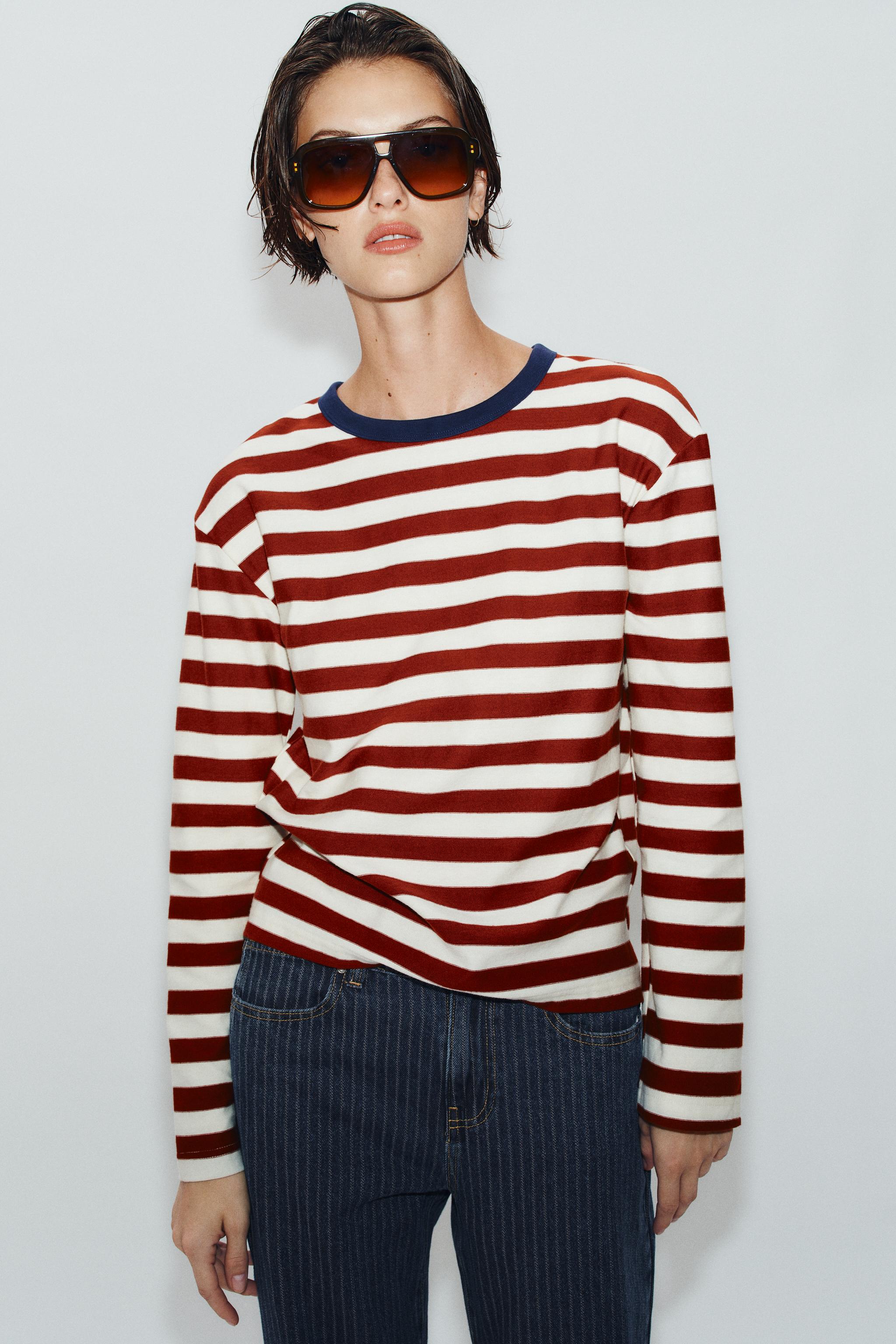 Zara GENİŞ ÇİZGİLİ T-SHIRT görsel 4