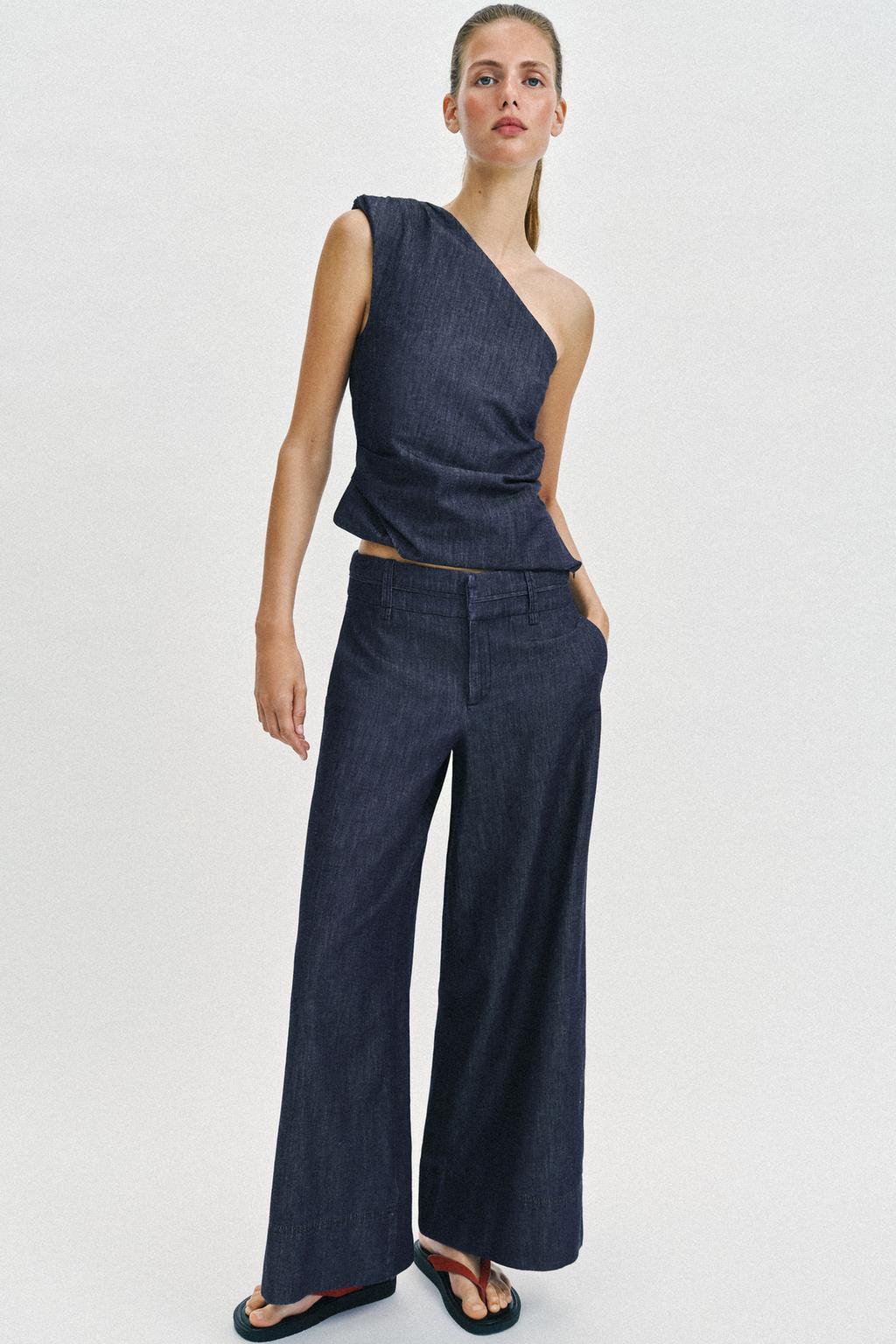 WIDE-LEG LINEN BLEND PANTS - image 2