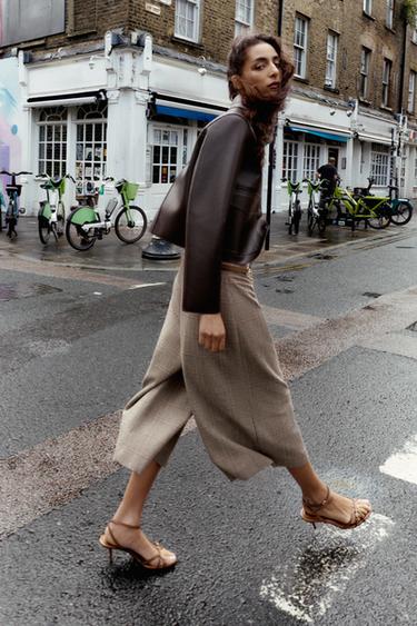 HOUNDSTOOTH LONG BERMUDA SHORTS WITH BELT - Multicoloured by Zara - Image 4