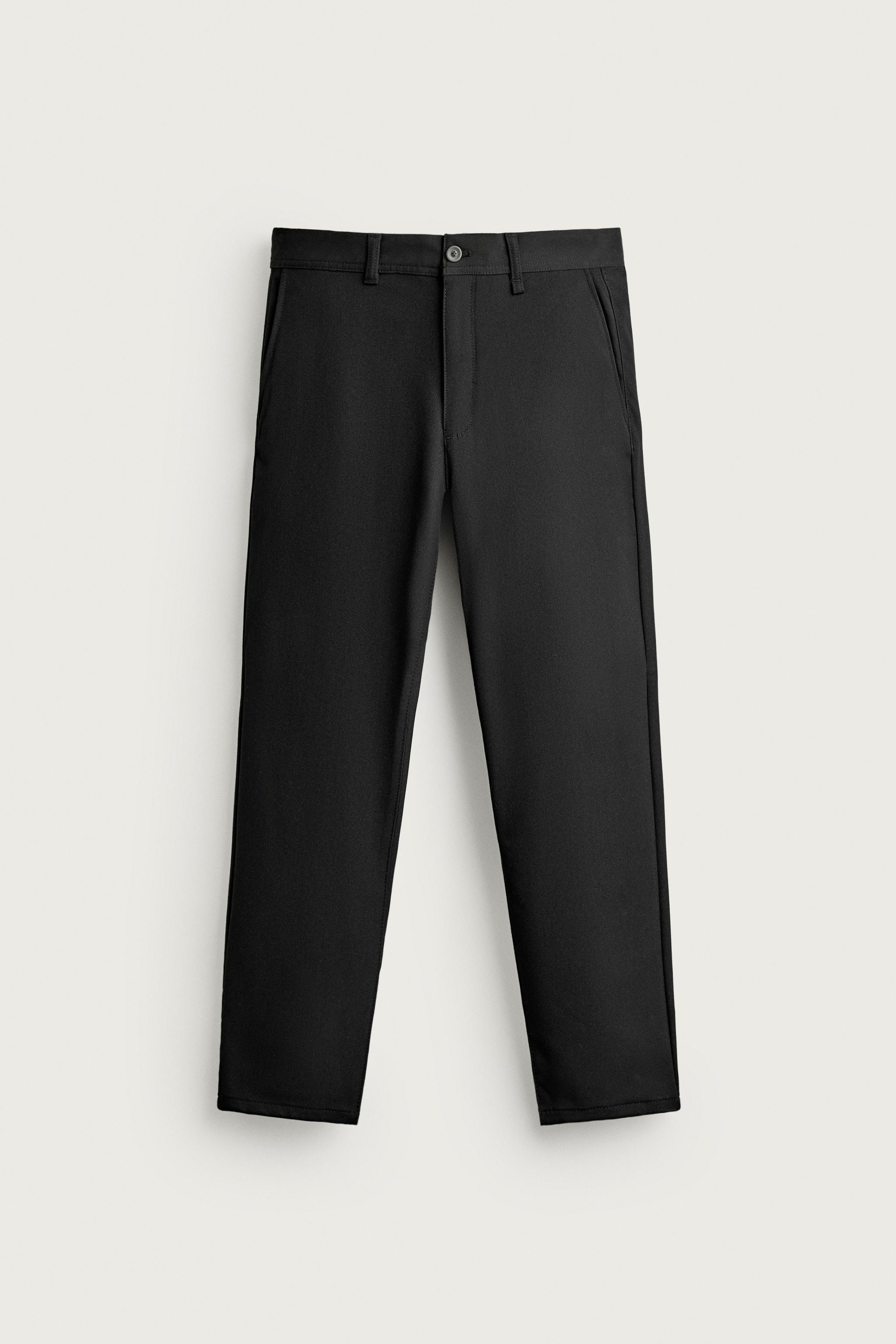 COMFORT STRUCTURED CHINO PANTS — Black