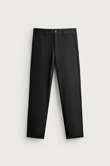 Zara 舒適紋理休閒長褲 - 黑色