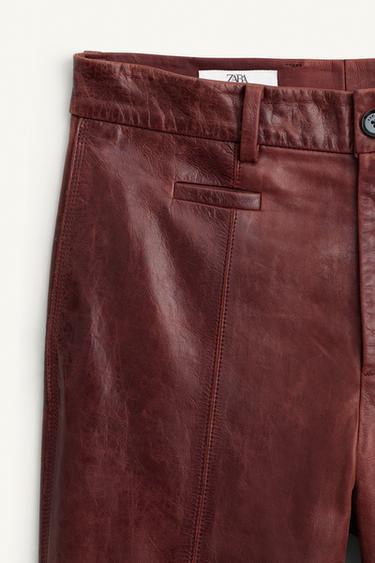 LIMITED EDITION LEATHER SUIT TROUSERS - Brown by Zara - Image 6