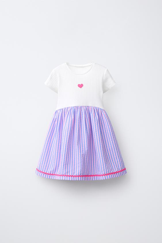 Детское платье Zara Combination Embroidered, цвет: Экрю