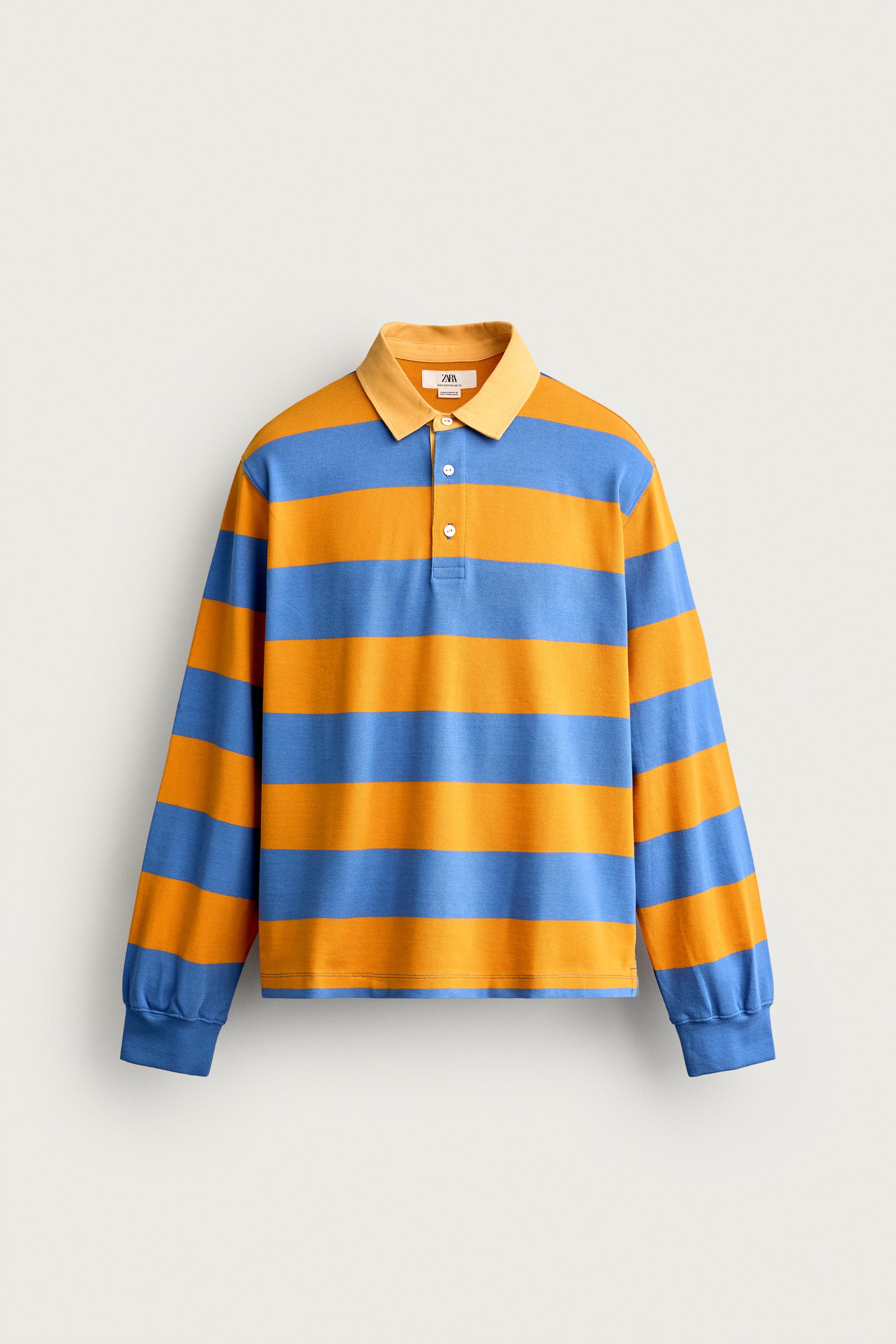 CONTRAST COLLAR STRIPED REGULAR FIT POLO